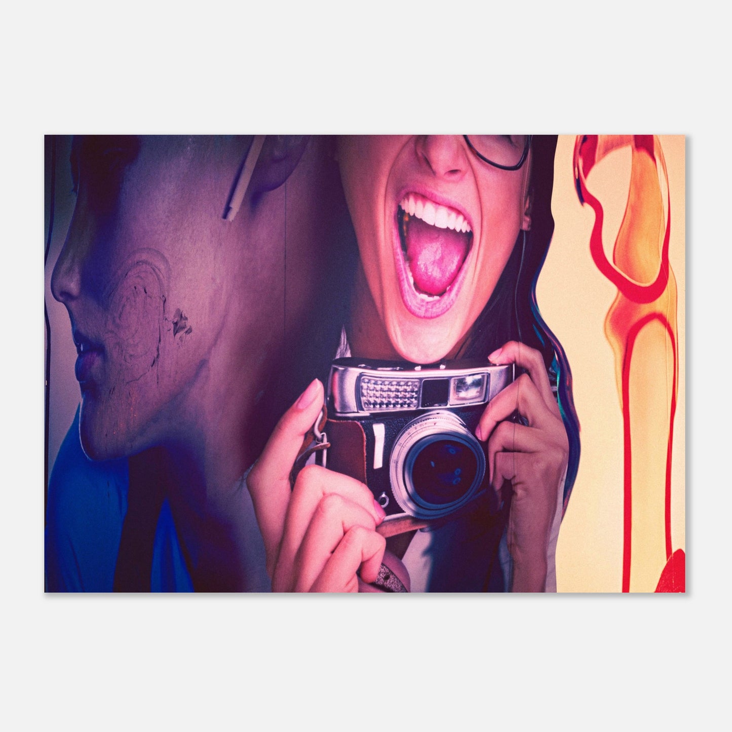 Scream with camera collage - Aluminum print