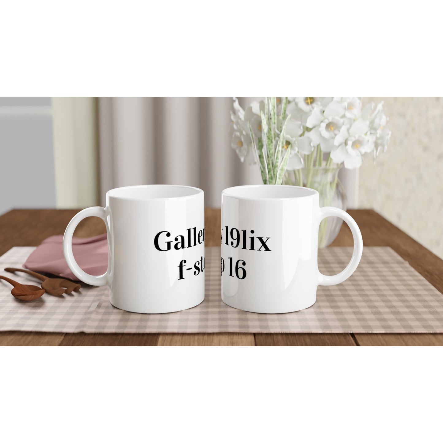 f-stop 16. White ceramic mug 325 ml