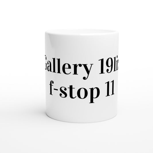 f-stop 11. White ceramic mug 325 ml